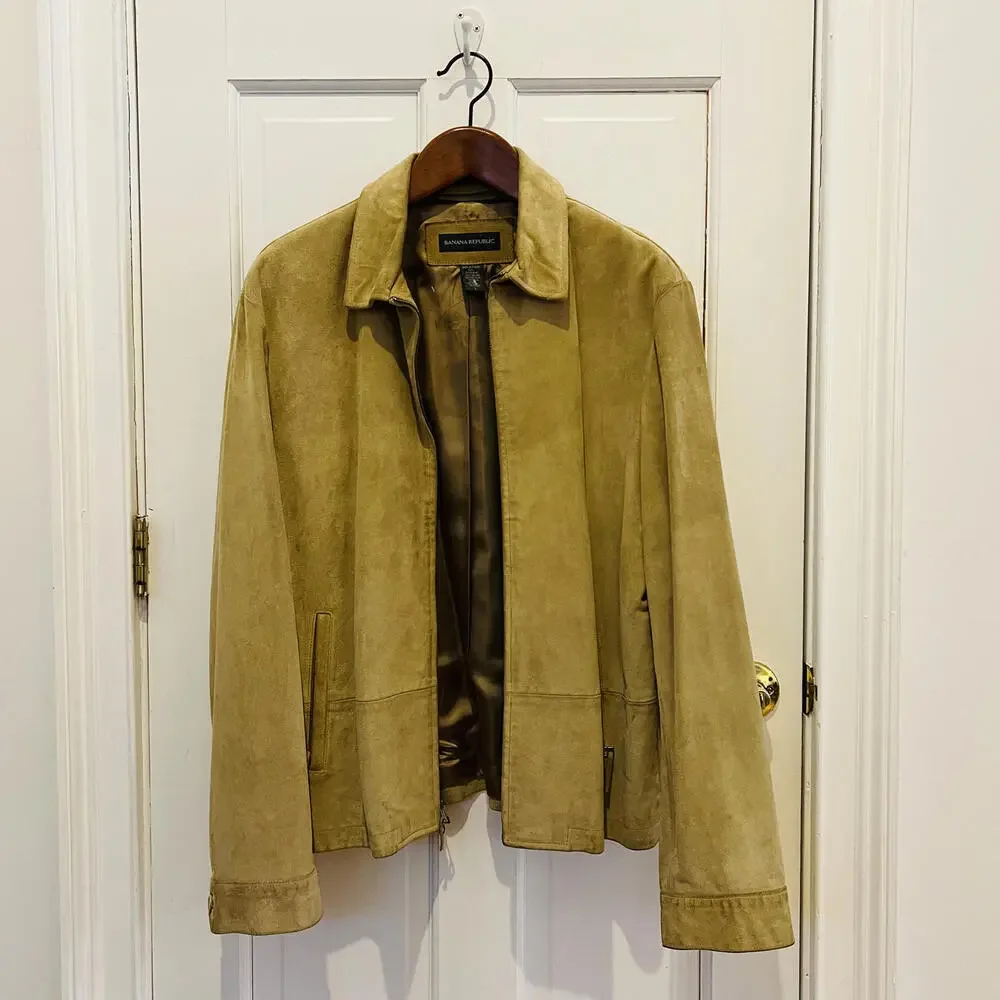 Banana Republic Suede Leather Garage Jacket – Men’s – Large - Tan